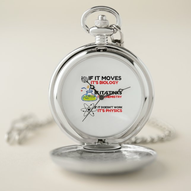 Science BIOLOGY CHEMISTRY PHYSICS Pocket Watch (Inside)