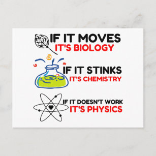 Science BIOLOGY CHEMISTRY PHYSICS Postcard