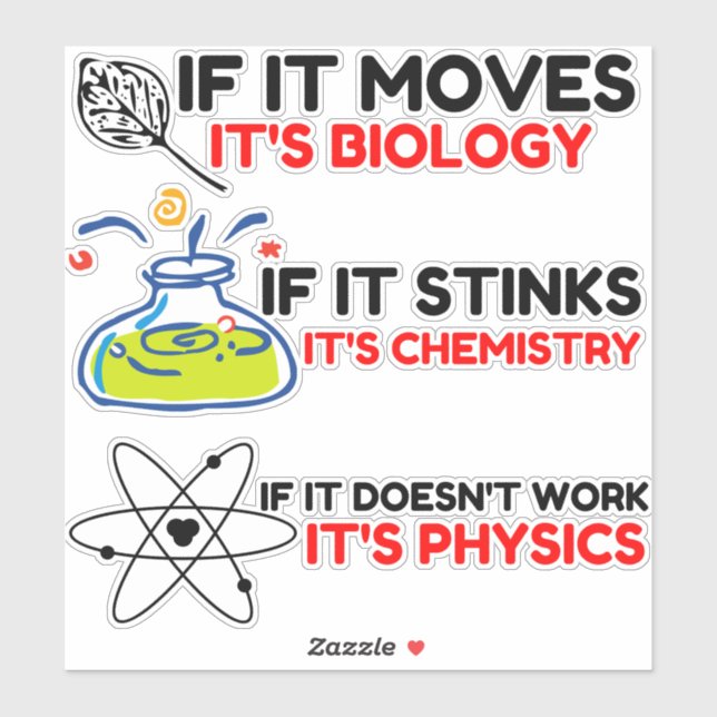 Science BIOLOGY CHEMISTRY PHYSICS Sticker (Sheet)