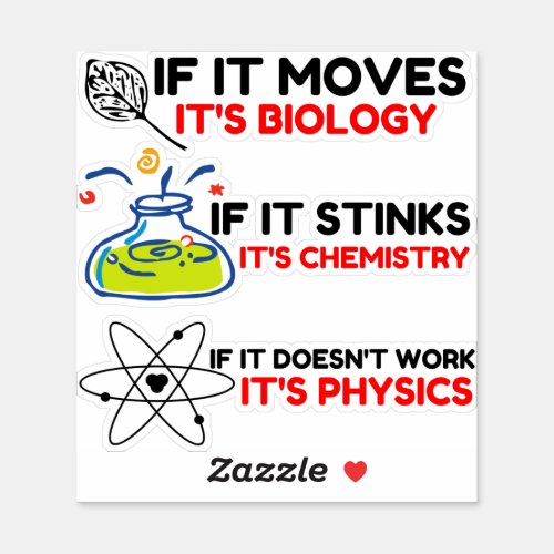 Science BIOLOGY CHEMISTRY PHYSICS Sticker