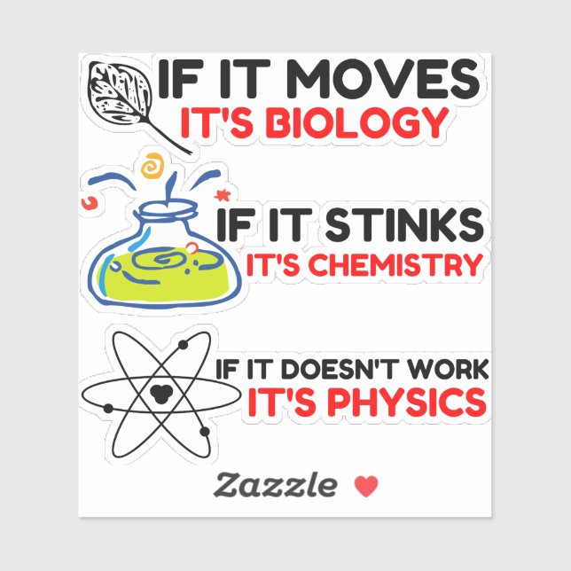Science BIOLOGY CHEMISTRY PHYSICS Sticker (Sheet)