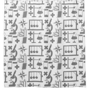 Science Biology Physics Geology Math Pattern Shower Curtain