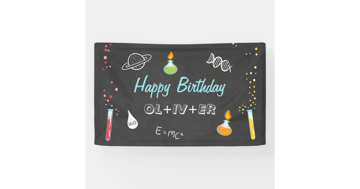 Science Birthday Banner Experiment Lab Party Boy Zazzle Com