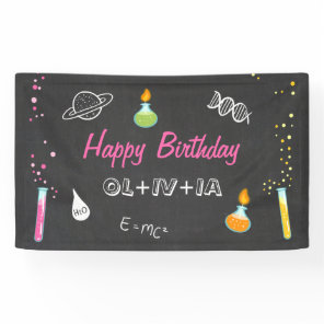 Science birthday banner Experiment Lab Party Girl