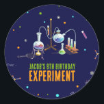 Science Birthday Classic Round Sticker<br><div class="desc">Elevate the science-themed party atmosphere with our Chemistry Set Kids Birthday stickers! These vibrant plates feature a captivating design of a chemistry set with neon-colored accents,  perfectly complementing your science-themed celebration. Add a touch of scientific charm to your party with these delightful stickers!</div>