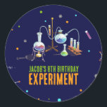 Science Birthday Classic Round Sticker<br><div class="desc">Elevate the science-themed party atmosphere with our Chemistry Set Kids Birthday stickers! These vibrant plates feature a captivating design of a chemistry set with neon-colored accents,  perfectly complementing your science-themed celebration. Add a touch of scientific charm to your party with these delightful stickers!</div>