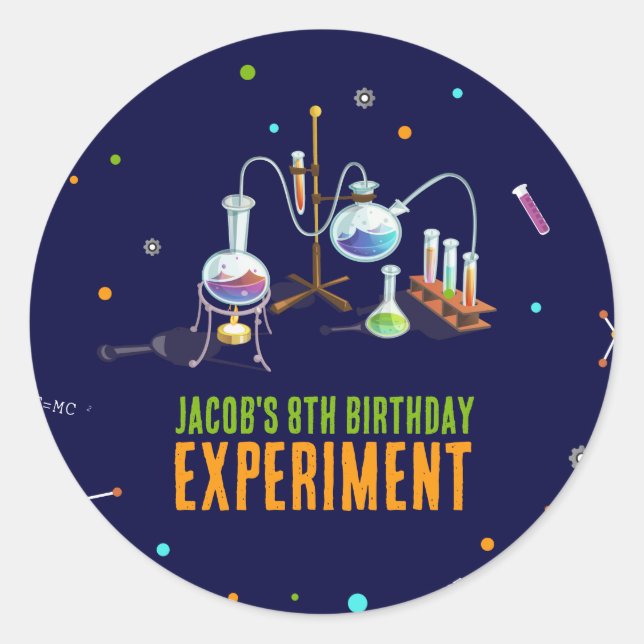 Science Birthday Classic Round Sticker (Front)