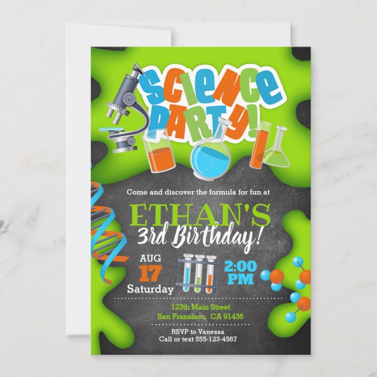 Science Birthday Invitation for Science Party | Zazzle