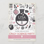 Science Birthday Invitation - Girl Birthday Party<br><div class="desc">Personalize these Science Birthday Invitations for Girls and have a crazy Mad Scientist birthday party.

Matching items available or on request.</div>