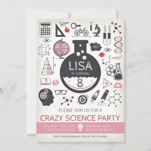 Science Birthday Invitation _ Girl Birthday Party