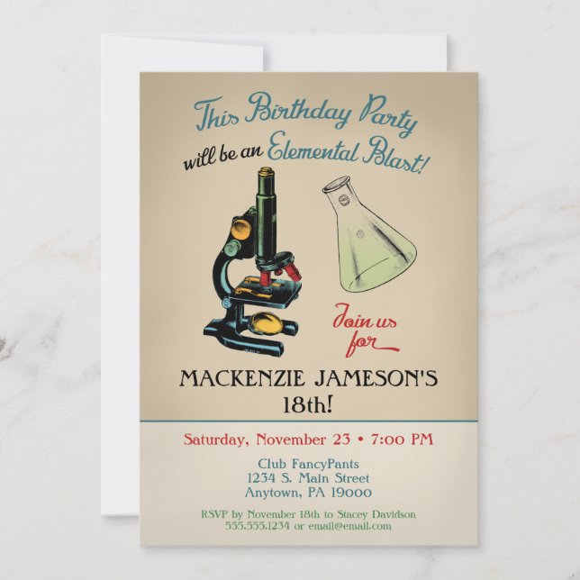 Science Birthday Invitation Microscope (Front)