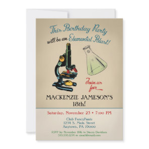 Science Birthday Invitation Microscope