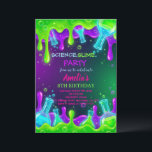 Science Birthday Invitation Science Invite<br><div class="desc">A sticky and gooey neon slime birthday invitation featuring bubbling green and purple toxic sludge dripping over a dark background with science lab flasks. Perfect for a messy science or slime-themed birthday party.Science Birthday Invitation Science Invite.</div>