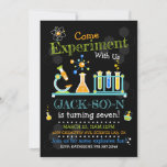 Science Birthday Invitation, Science Party Invite<br><div class="desc">Enjoy this printable science birthday invitation! It's the perfect way to invite guests to your little boy's science themed birthday party. This art invite is designed with boyish colors,  lab equipment,  and chalkboard text.</div>