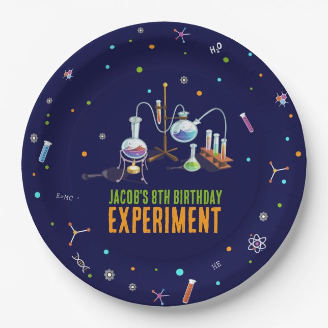 Science Birthday Invitations Paper Plates (Front)