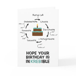 Science Birthday Kreb's Cycle Biology Cake Teacher Card
