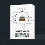 Science Birthday Kreb's Cycle Biology Cake Teacher Card<br><div class="desc">Science themed birthday card with an illustration of the Kreb's cycle, an important step in cellular respiration. Text on the front reads " Hope your Birthday is InKREBible." Colorful birthday cake with a candle in the center. Inside text is editable and reads "Happy Birthday." Great for science teachers, lab partners...</div>