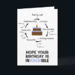 Science Birthday Kreb's Cycle Biology Cake Teacher Card<br><div class="desc">Science themed birthday card with an illustration of the Kreb's cycle, an important step in cellular respiration. Text on the front reads " Hope your Birthday is InKREBible." Colorful birthday cake with a candle in the center. Inside text is editable and reads "Happy Birthday." Great for science teachers, lab partners...</div>
