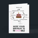 Science Birthday Kreb's Cycle Biology Cake Teacher Card<br><div class="desc">Science themed birthday card with an illustration of the Kreb's cycle, an important step in cellular respiration. Text on the front reads " Hope your Birthday is InKREBible." Colorful birthday cake with a candle in the center. Inside text is editable and reads "Happy Birthday." Great for science teachers, lab partners...</div>