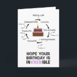 Science Birthday Kreb's Cycle Biology Cake Teacher Card<br><div class="desc">Science themed birthday card with an illustration of the Kreb's cycle, an important step in cellular respiration. Text on the front reads " Hope your Birthday is InKREBible." Colorful birthday cake with a candle in the center. Inside text is editable and reads "Happy Birthday." Great for science teachers, lab partners...</div>