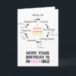 Science Birthday Kreb's Cycle Biology Cake Teacher Card<br><div class="desc">Science themed birthday card with an illustration of the Kreb's cycle, an important step in cellular respiration. Text on the front reads " Hope your Birthday is InKREBible." Colorful birthday cake with a candle in the center. Inside text is editable and reads "Happy Birthday." Great for science teachers, lab partners...</div>