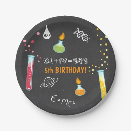 Science Birthday Paper plates Experiment Lab Boy