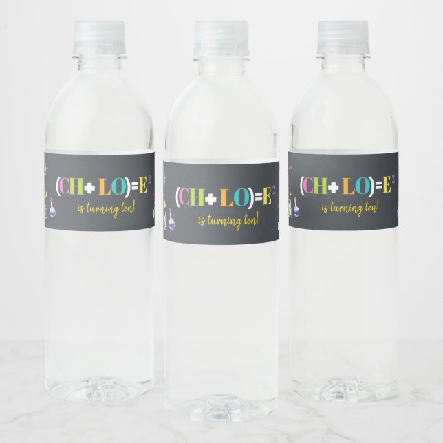 Science Birthday Party Girl Favor Water Bottle Label (Bottles)