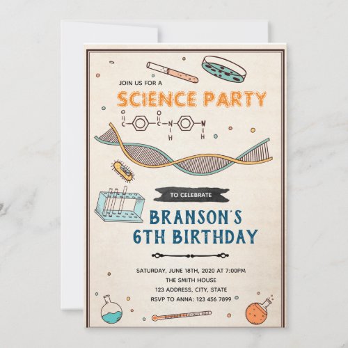 Science birthday party invitation