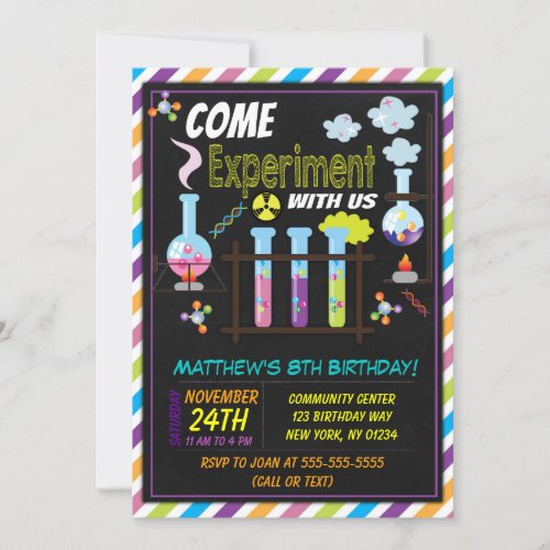 Science Birthday Party Invitation for a Boy