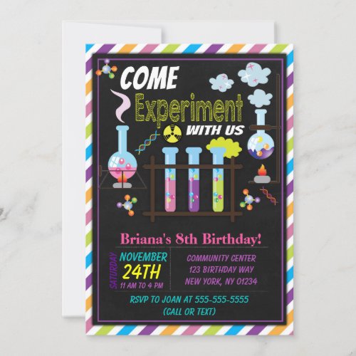 Science Birthday Party Invitation for a Girl