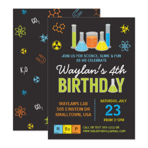 Science Birthday Party Invitation in Blue