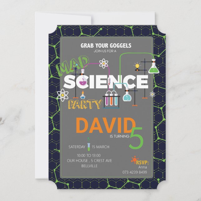 SCIENCE Birthday Party Invite (Front)