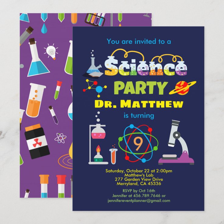 Science birthday party laboratory kid invitation | Zazzle