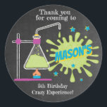 Science Birthday Party | Science is Fun Classic Round Sticker<br><div class="desc">Science Birthday Party | Science is Fun Sticker - Put on your lab coat and be ready for explosive fun! It's the perfect touch for your science party. No need for tests or experiments, this awesome sticker passes them all with flying colors. This sticker is part of our science birthday...</div>