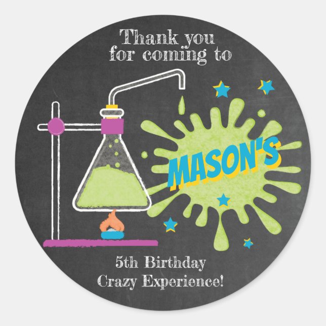 Science Birthday Party | Science is Fun Classic Round Sticker (Front)