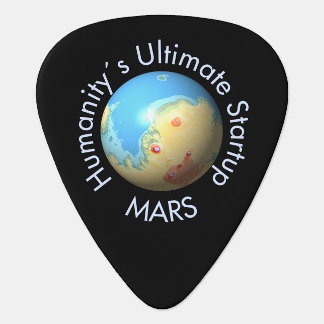 Science Black Blue Red Mars Terraforming Globe Guitar Pick (Front)