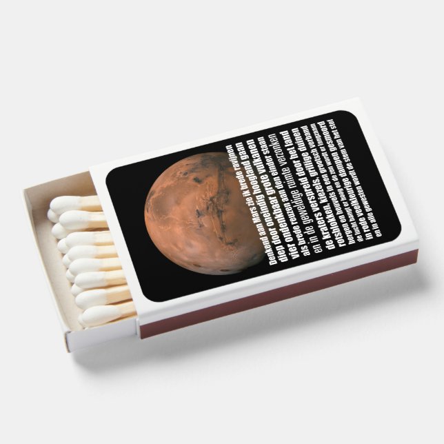 Science Black White Mars Globe Marsman Poem Matchboxes (Front Open)