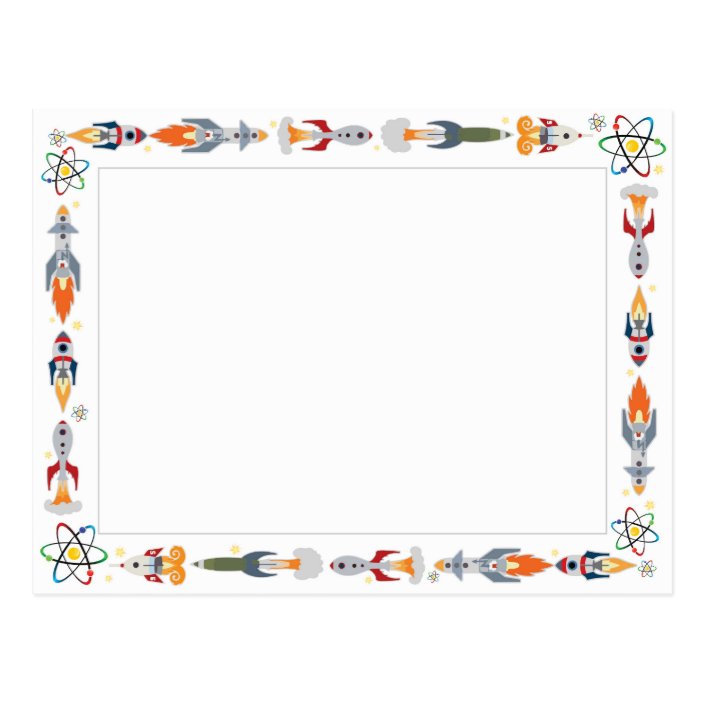Science Border Vintage Rockets And Atom Border Postcard Zazzle Com