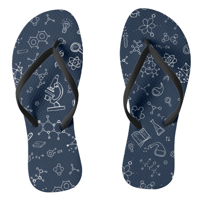 Science / Chemistry Doodle Pattern Flip Flops (Footbed)