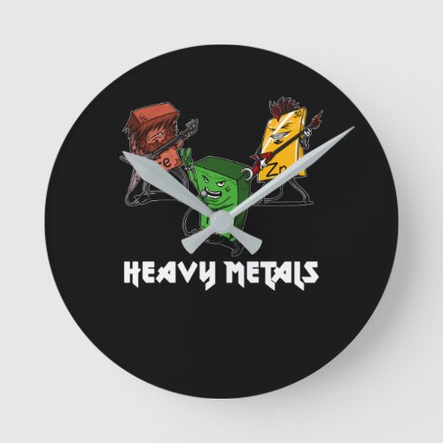 Science Chemistry Heavy Metals Nerd Geek Round Clock