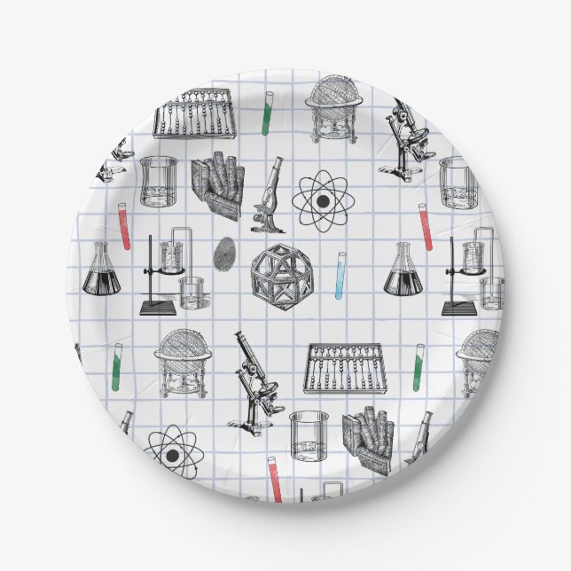 Science Chemistry Scientist Pattern   Paper Plates (Front)