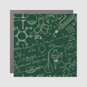 Science, chemistry, vintage laboratory pattern car magnet