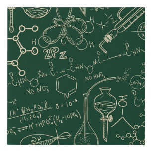 Science, chemistry, vintage laboratory pattern faux canvas print