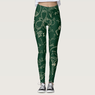 Science, chemistry, vintage laboratory pattern leggings