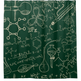 Science, chemistry, vintage laboratory pattern shower curtain