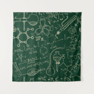 Science, chemistry, vintage laboratory pattern tapestry