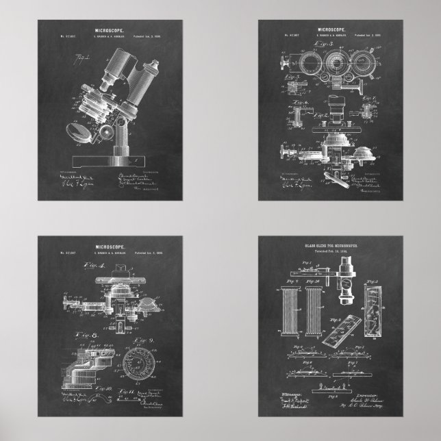 Science Classroom Decor Microscope Patents Wall Art Sets (Front)