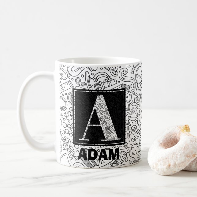 Science Custom Monogram - Letter A Coffee Mug (With Donut)