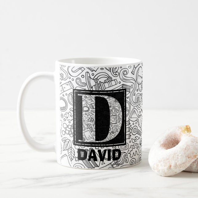 Science Custom Monogram - Letter D Coffee Mug (With Donut)