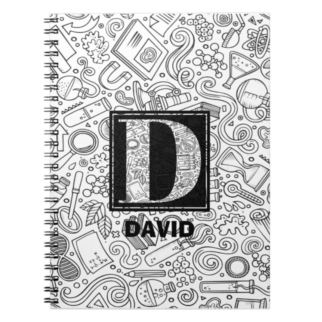Science Custom Monogram - Letter D  Notebook (Front)